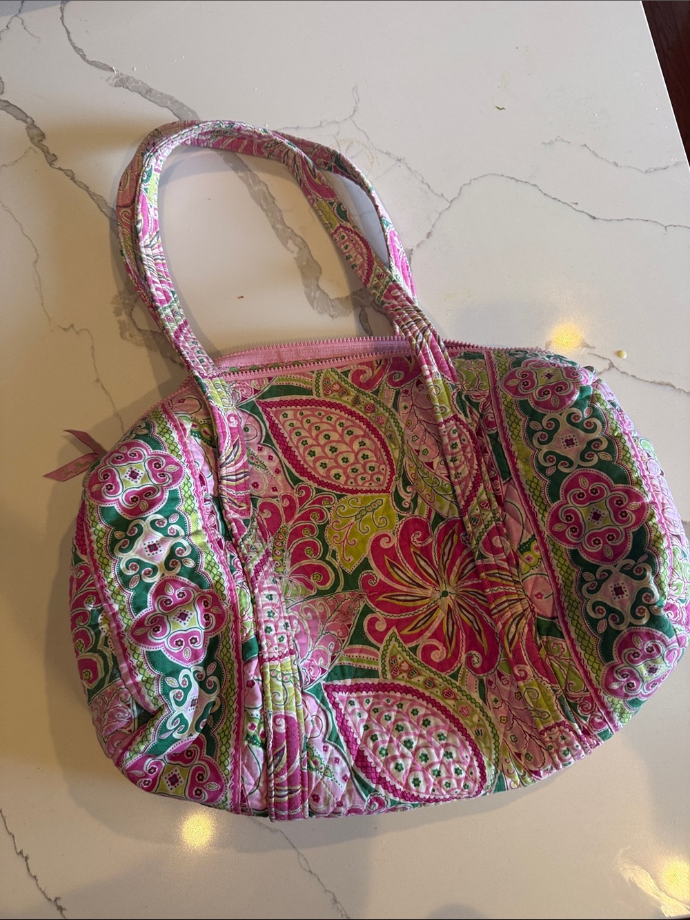 Vera Bradley Pink Paisley Quilted Tote Bag - Floral Pattern MGM - Picture 2 of 8